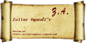 Zoller Agenór névjegykártya